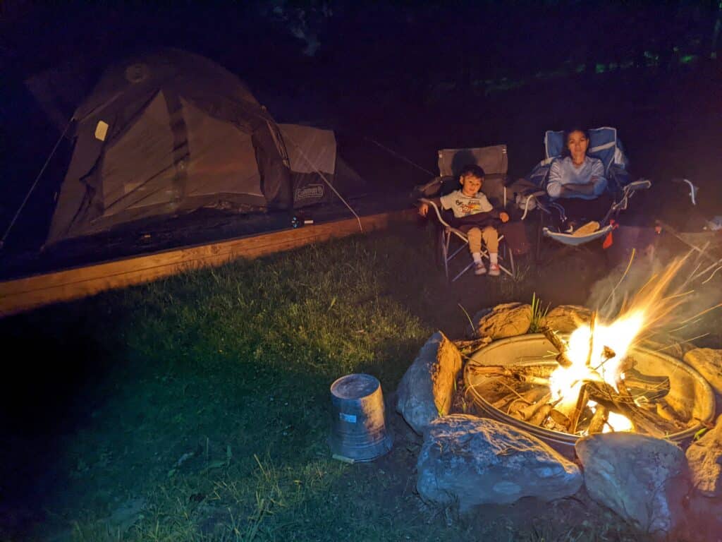 Campfire with grandson