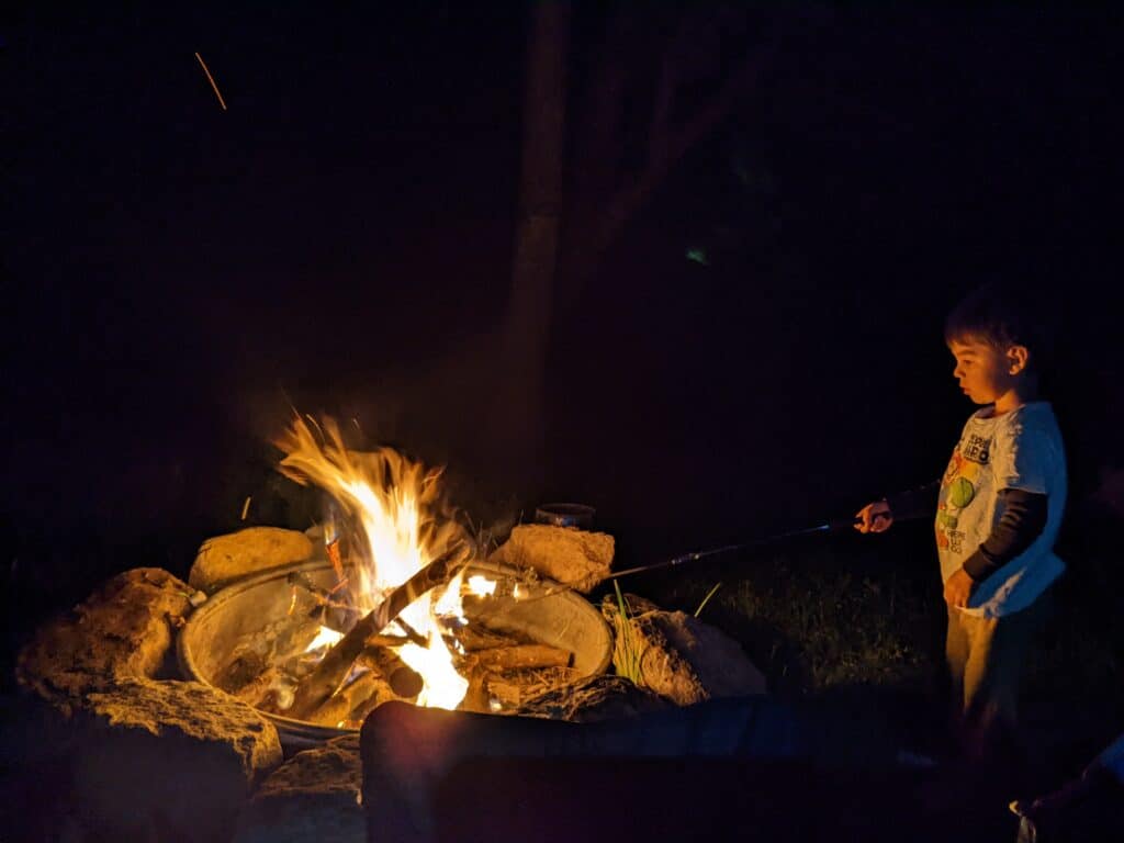 Making smores with grandson